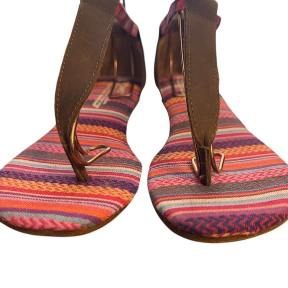 Toms Playa Tribal Womens Ankle Strap Thongs Flip Flops Leather Summer Shoes 6.5 - Picture 7 of 16